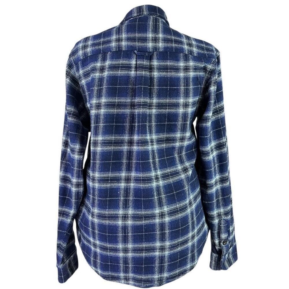 Woolrich Brawny Flannel Shirt Men XL Blue Plaid Button Long Sleeve Shacket - Picture 6 of 11
